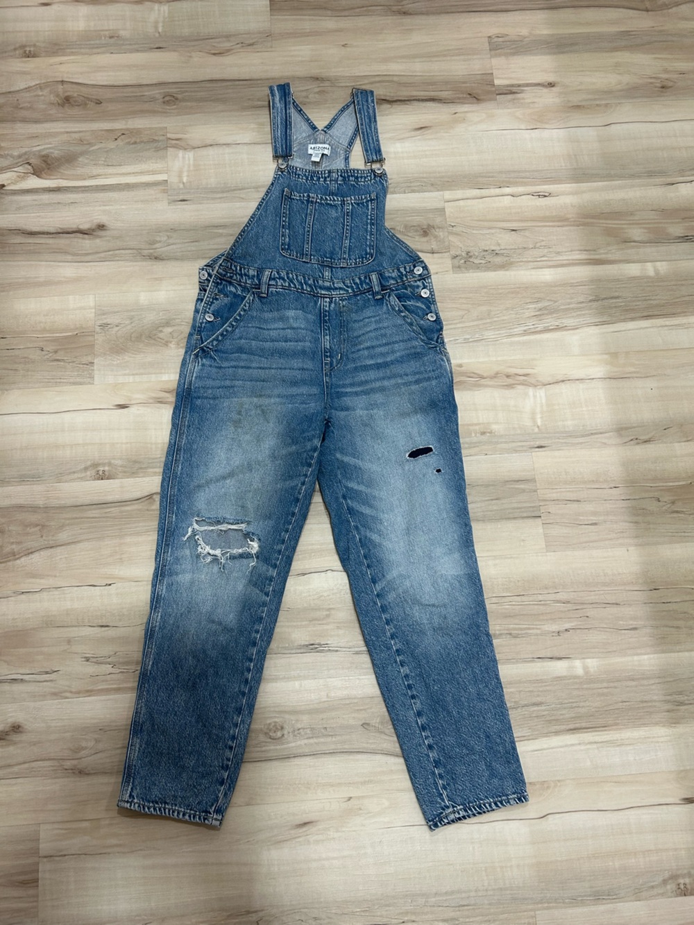Classic Arizona Blue Denim Overalls - Distressed Workwear Style
